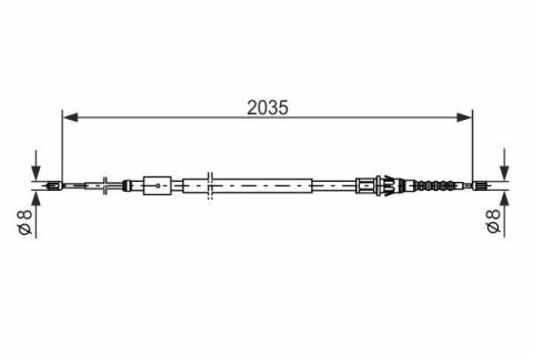 BOSCH Трос ручного тормоза (2035мм) CITROEN C4,PEUGEOT 307