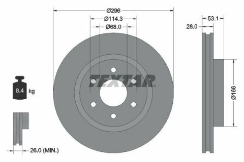 Диск тормозной (передний) Nissan NP300 Navara 05-/Renault Alaskan 17- (296x28) PRO