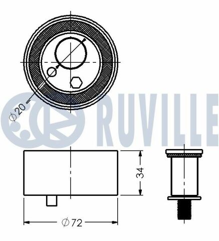 RUVILLE AUDI Натяжний ролик A4/A6/A8 2,5 TDI /дв,AKN/ 11/98-