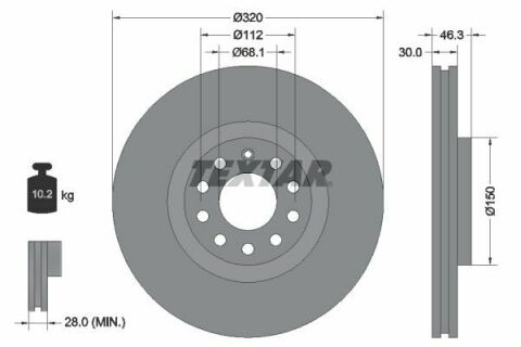 Диск гальмівний (передній) Audi A4/A6 97-08 (320x30) PRO+ Диск гальмівний (передній) Audi A4/A6 97-08 (320x30) PRO+
