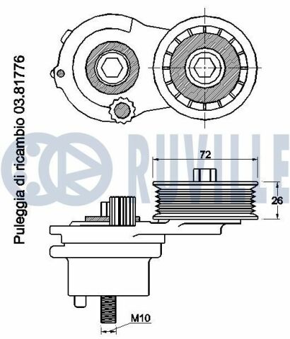 Натяжной ролик captiva, orlando 10-, opel antara 2.2 cdti