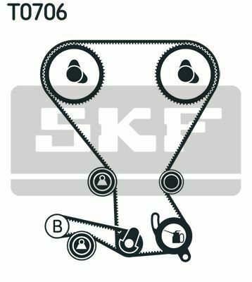 SKF К-кт. ГРМ (2шт. ременя + 3шт. ролика + натягувач) HYUNDAI SANTAFE 2.4 -06