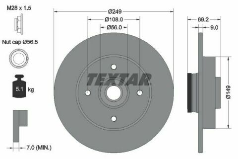 Диск тормозной (задний) Citroen C3/C4/Peugeot 207/307 05-(249х9) (d=30mm) (с подшипником) PRO