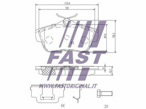 Тормозные колодки дисковые задние TOYOTA ProAce 13-16; FIAT Scudo 07-16; PEUGEOT Expert 07-16; CITROEN Jumpy 07-16