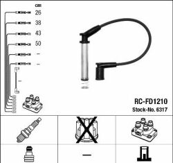 Комплект изолированных проводов для свечей зажигания rc-fd1210