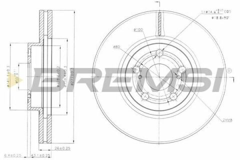 Тормозной диск перед. Toyota Avensis 03-08 (277x26)