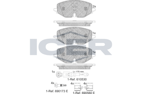 Колодки тормозные (передние) Audi A3/Skoda Octavia/Seat Leon/VW Golf VIII 19-/Caddy 20- (+датчик)