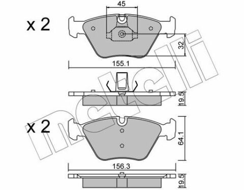 Колодки гальмівні (передні) BMW 3 (E46) 99-07/X3 (E83) 03-11/Z4 (E85/E86) 06-08