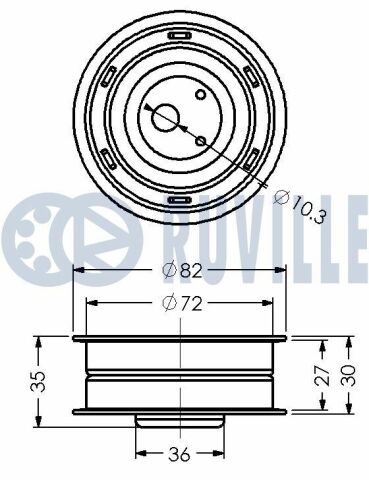 RUVILLE VW Ролик натяжной AUDI,SEAT 1,5D-1,9D