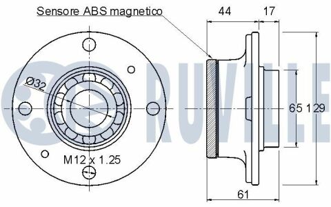 RUVILLE CITROEN Підшипник задньої маточини Berlingo 04- c ABS