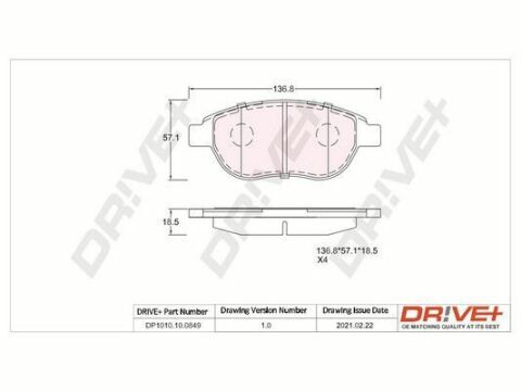 DP1010.10.0849 Drive+ - Гальмівні колодки до дисків