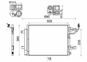 Радиатор кондиционера Mitsubishi Colt 1.1-1.5 04-12/Smart Forfour 1.1-1.5 04-06