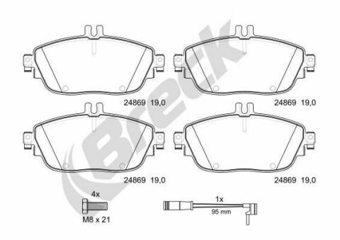 Тормозные колодки (передние) MB A-class (W176)/B-class (W242/246) 11- (с датчиком) Тормозные колодки (передние) MB A-class (W176)/B-class (W242/246) 11- (с датчиком)