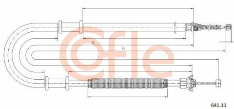 Трос ручного тормоза зад. Doblo Cargo 01-10 Л. (1741/1447)