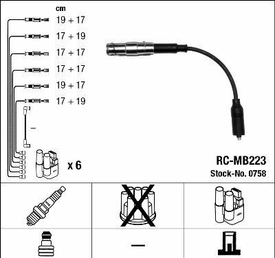 Комплект изолированных проводов для свечей зажигания rc-mb223