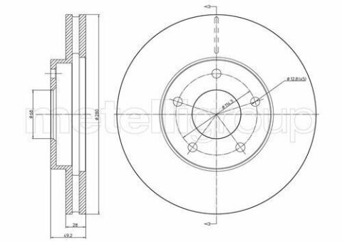 Диск тормозной (передний) Nissan Almera Tino 00-06/Primera 02-/X-Trail 01-13 (280x28) (с покр)(вент)