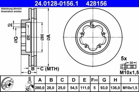 Диск тормозной (передний) Ford Transit 2.2-2.4/3.2TDCI/2.3 16V 06-14 (280x28)