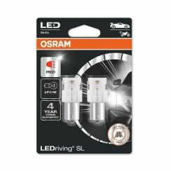 Автомобильная лампа OSRAM LED 2 шт. P21W BA15s 12V 1,9W красный