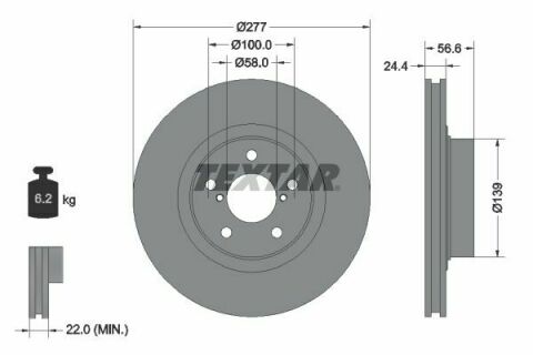 Диск гальмівний (передній) Subaru Forester 97-/Impreza 00-/Outback 08-09 2.0/2.5 AWD (277x24) PRO