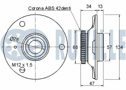 RUVILLE DB Подшипник пер. ступицы с  ABS SMART Fortwo 04-, Roadster 03-