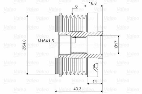 VALEO RENAULT Шків генератора Duster, Laguna, Megane, Logan 1.5dCi