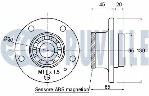 Подшипник занес датчиком abs corsa d/e