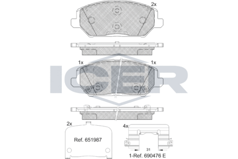 Колодки гальмівні (передні) Hyundai i30 16-/Kia Cee'd/Pro Cee'd 18-/Xceed 19-