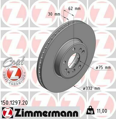 Диск тормозной (передний) BMW X5 (E53) 00-06 (332x30) (с покрытием) (вентилированный)