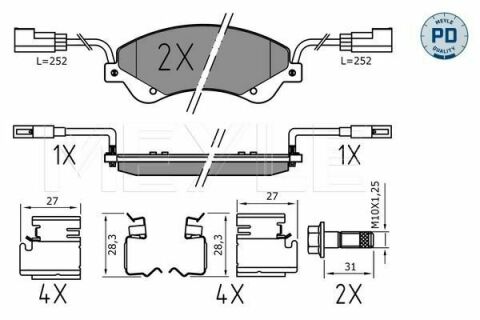 Колодки тормозные (передние) Ford Transit V347 06- (FWD) (Bosch) Q+ (с датчиком)