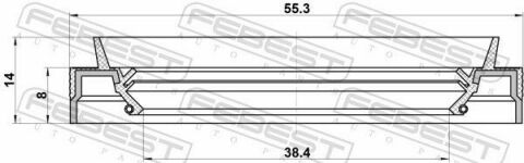 Сальник 38.4x55.3x8x14 півосі Kangoo 1.5 dCi 08-