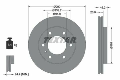 Диск тормозной (передний) Mitsubishi Pajero 00-07 (290x26) PRO