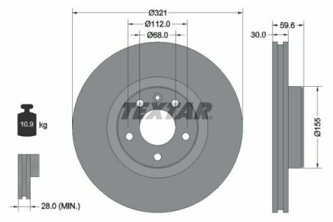 Диск тормозной (передний) Audi A6/A8 04-11 (321x30) PRO+