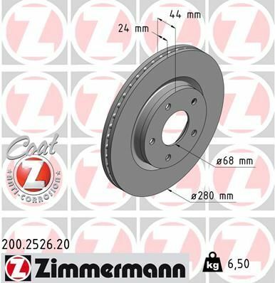 Диск тормозной (передний) Nissan Juke/Tiida 10-(280x24) (с покрытием) (вентилированный)