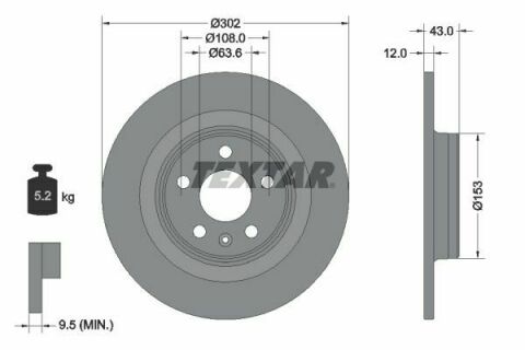 Диск тормозной (задний) Volvo S60 III/S90 II/V60 II/XC90 II 16- (302x43) PRO+