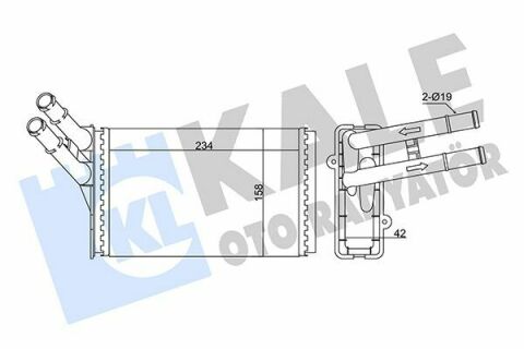 KALE AUDI Радиатор отопления Audi 80,A4,Passat 96-,Skoda SuperB I