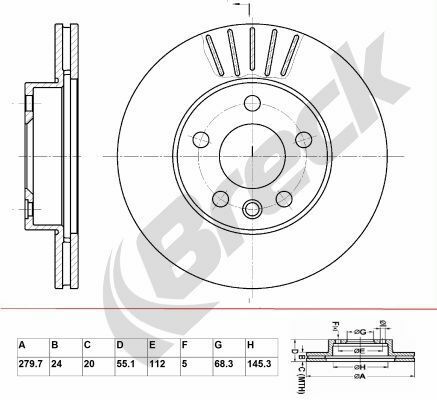 Диск тормозной (передний) VW T4 2.5TDI 96-(280x24) (R15)