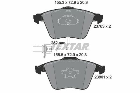 Колодки тормозные (передние) Audi A4/A6/A8 02-11 (Ate-Teves) (с датчиками/L=252mm) Q+