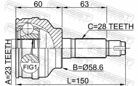 ШРКШ (ШРУС) наружный 23x59x28 MAZDA 3 BK 03-