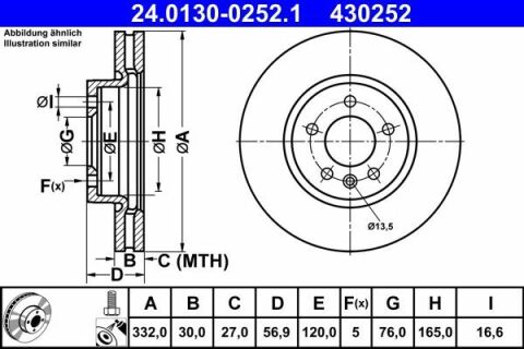 Диск тормозной (передний) VW Amarok 16- (332x30)