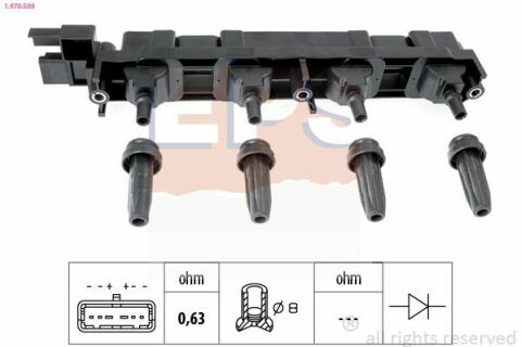 EPS PEUGEOT Котушка запалювання 307 2,0 16V 03-,406 2,2 00-,407 1,8/2,2 04-,606 2,2 00-