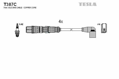 Кабель запалювання к-кт TESLA Seat Ibiza, Cordoba 1.6 BAH 04.03-