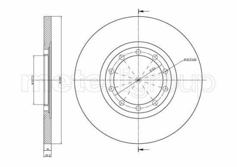 Гальмівний диск зад. Transit V347 06-(H=16mm)