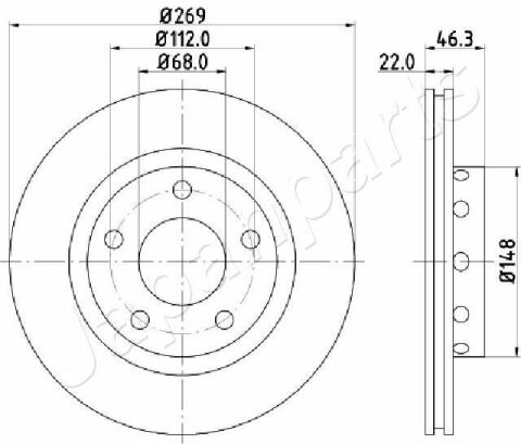 JAPANPARTS Диск тормозной задн.(вентил.) AUDI A8 96-01 (269*22)