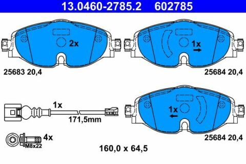 Колодки гальмівні (передні) Audi A3/Q2/Q3/Seat/Skoda Octavia/Kodiaq/VW Golf/Passat B8 12-(+датчик)