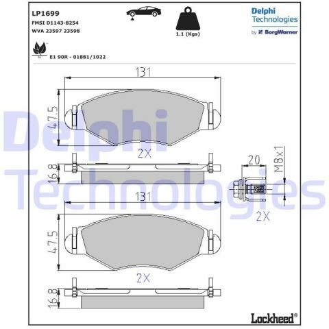 Колодки тормозные (передние) Peugeot 206 98-/306 93-03 (Bosch)