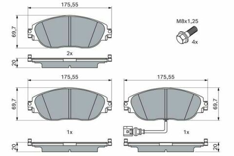 Колодки гальмівні (передні) Audi Q3 18-/A3/Skoda Octavia/VW Passat B6-B8/Golf/Tiguan 12- (+датчик)