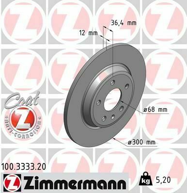 Диск тормозной (задний) Audi A4/A5/Q5 07-/A6/A7 11-(300x12) (с покрытием) (полный)