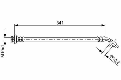 Шланг гальмівний (передній) Nissan Pathfinder 05- (R) (L=341mm)