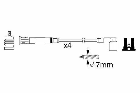 Проволоки высокого напряжения (4шт) BMW E36 1,6/1,8 B361