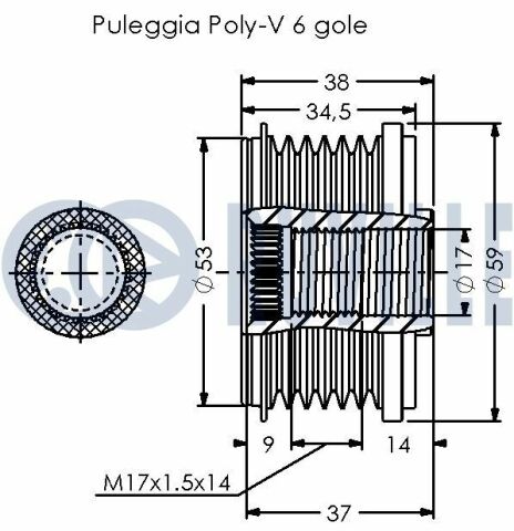 Шкив генератора c3 ii 1.2 vti 82, ds3 1.2 vti 82